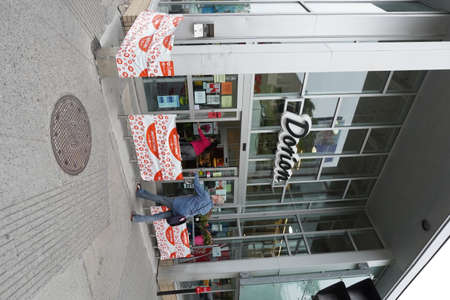 Montreal, Quebec / Canada - June 09, 2020: Social distancing in front of the Dorion store.のeditorial素材