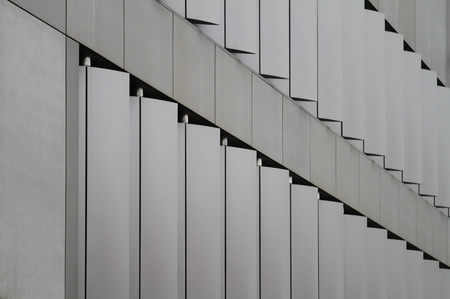 Aluminium louvres on the side of a modern buildingの写真素材