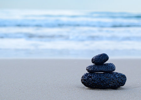 Three volcanic rocks by the sea