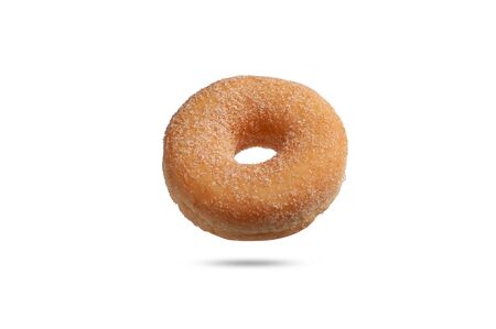 donut sprinkled with sugar isolated on white background.の写真素材