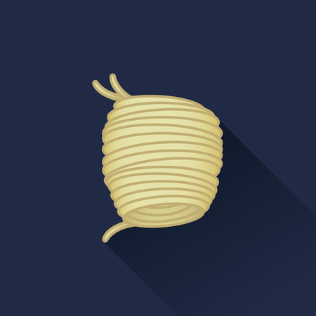 Flat color design vector spaghetti icon on dark blue background. Long shadow designのイラスト素材