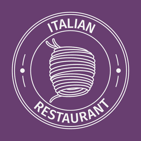 Simple flat round italian restaurant icon on purple backgroundのイラスト素材