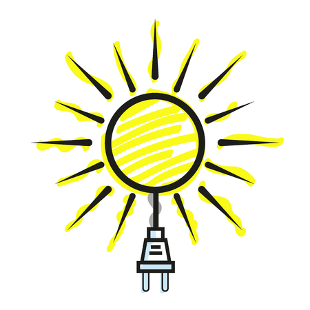Green energy simple vector icons.Sun energy, eco conceptのイラスト素材