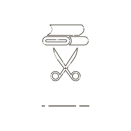 Minimal modern thin line Scissors and textile icon on white background. Linear symbols.のイラスト素材
