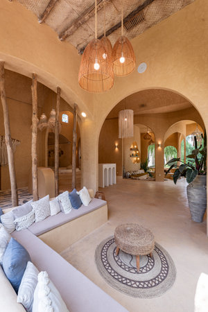 Interior of a beautiful villa in the tropics. Nobody inside