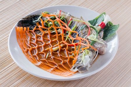 Fish with sauce - vietnamese food - asian - freshの写真素材