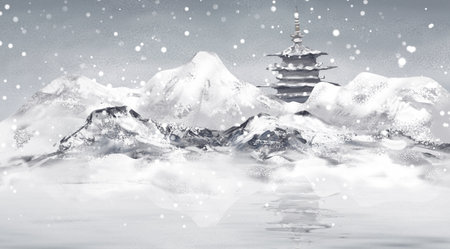 winter solar terms illustrationの写真素材