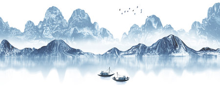 New Chinese Ink Landscape Paintingの写真素材