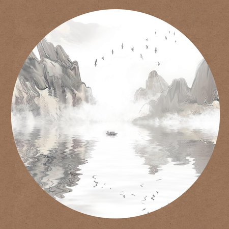 New Chinese wash and Ink Landscape Paintingの写真素材