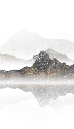 Chinese style Jinshan Yinshan abstract landscape  paintingの写真素材