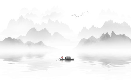 New Chinese Ink Landscape Paintingの写真素材