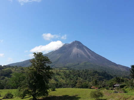 Landscape view of Arenal Volcano and surrounding lands, Costa Ricaの写真素材