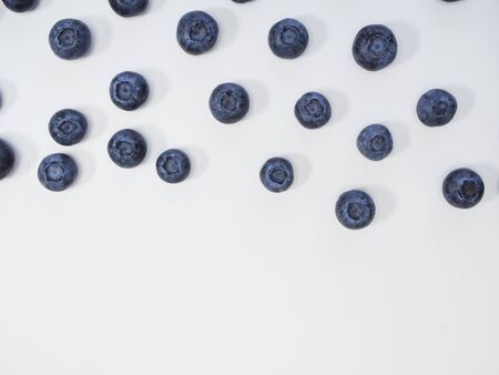 Freshly blueberry on white background. Berries watercolor image for healthy menu design. space for textの写真素材