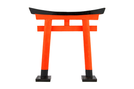 single orange Torii on white background, isolatedの写真素材