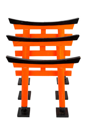 Three of orange Torii from Japan on white background, isolatedの写真素材