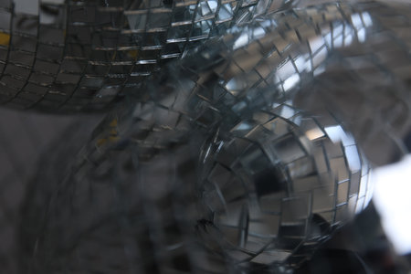disco balls lying in the basket on top of each other disco balls behind the bars balls from the...