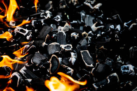 burning charcoal for shish kebabs wood coals ash burning coals in the grill shish kebabs recreation nature fire fire background texture embersの写真素材