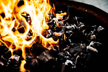 burning charcoal for shish kebabs wood coals ash burning coals in the grill shish kebabs recreation nature fire fire background texture embersの写真素材