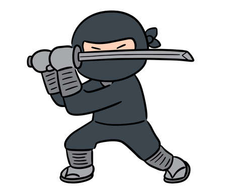 Ninja character new illustration beautiful ninja picture samurai warrior man and women with katana sword new closeup martial artist art attack shadow strong cute ninja art assassinの写真素材
