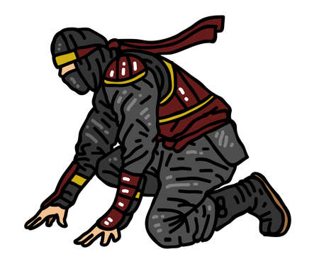 Ninja character new illustration beautiful ninja picture samurai warrior man and women with katana sword new closeup martial artist art attack shadow strong cute ninja art assassinの写真素材