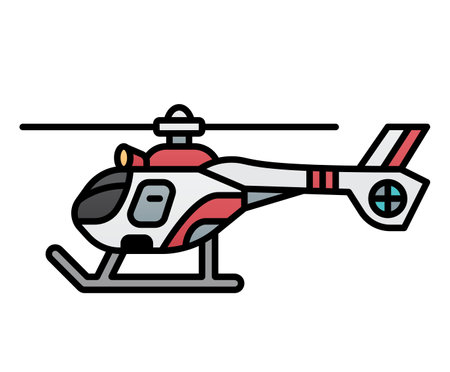 Colorful helicopter with white background new closeup picture. illustration vector vehicle transport army military black silhouette chopper copter technology.の写真素材
