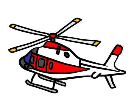 Colorful helicopter with white background new closeup picture. illustration vector vehicle transport army military black silhouette chopper copter technology.の写真素材