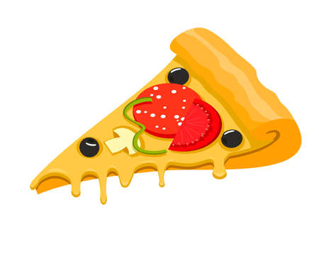 Tasty and delicious pizza fresh and healthy food ready to eat meal lunch dinner breakfast fast food vector illustration traditional.のイラスト素材