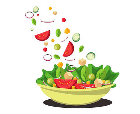 Tasty and delicious salad fresh and healthy food vegetables diet natural eating meal lunch dinner breakfast powerful food green vegetable saladのイラスト素材