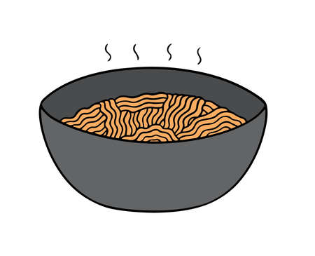 Tasty and delicious noodles vector and illustration fresh and healthy food meal lunch dinner breakfast homemade traditional drawing spaghetti.のイラスト素材