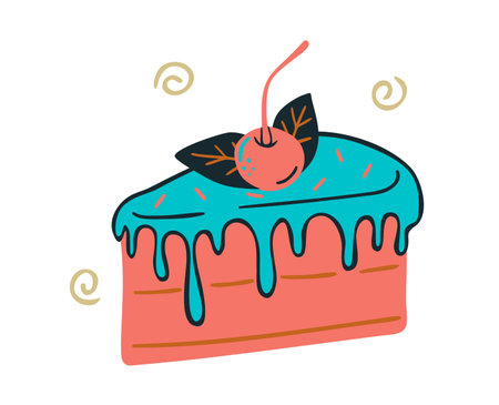 Tasty and delicious sweet cake vector and illustration fresh and healthy food meal drawing lunch dinner breakfast 3d cake cartoonish.のイラスト素材