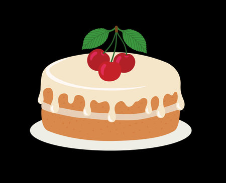 Tasty and delicious sweet cake vector and illustration fresh and healthy food meal drawing lunch dinner breakfast 3d cake cartoonish.のイラスト素材
