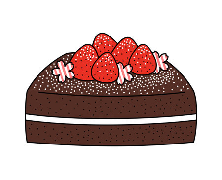 Tasty and delicious sweet cake vector and illustration fresh and healthy food meal drawing lunch dinner breakfast 3d cake cartoonish.のイラスト素材
