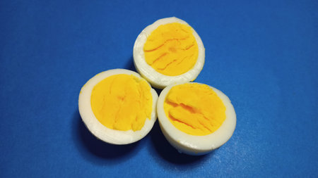 Tasty and delicious boiled egg fresh and healthy food meal lunch dinner breakfast half boiled egg snacksの写真素材