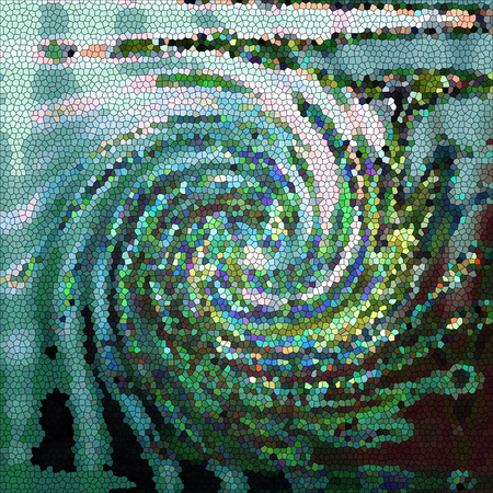 Abstract coloring background of the horizon gradient with visual twirl and stained glass effects