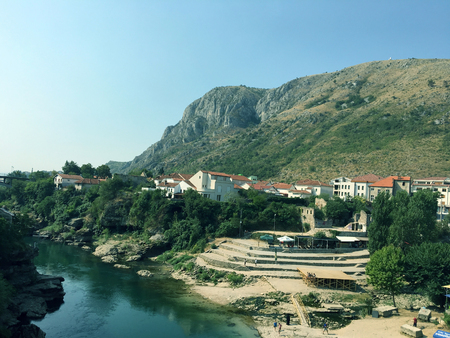 Travelling in Europe during summer to Mostar in Bosnia and Herzegovinaの写真素材