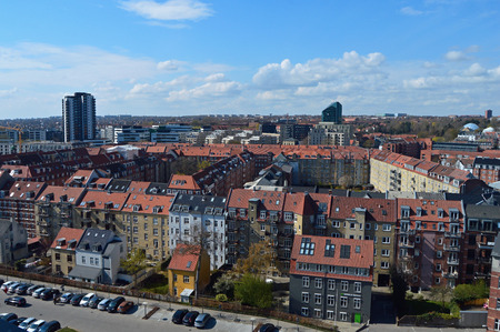 Panoramic view over Aarhus in Denmark under springのeditorial素材