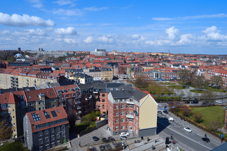 Panoramic view over Aarhus in Denmark under springのeditorial素材