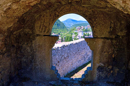 Panoramic view over Jajce under summer from old castle,Bosnia and Herzegovina