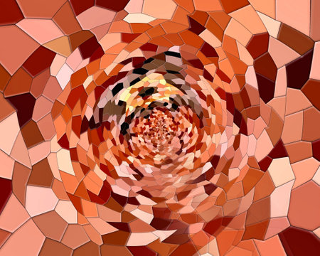 Abstract background of red and orange mosaic tiles. 3d rendering.の写真素材
