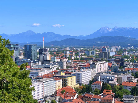 15.07.2025.Travel to Europe during summer on holiday. Panoramic View of city Ljubljana from Ljubljana castle - Slovenia. Top destinationの写真素材