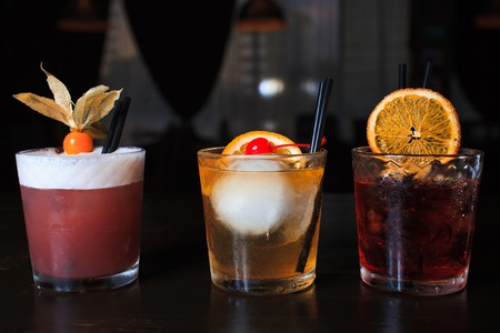 three alcoholic drink on the table in the club