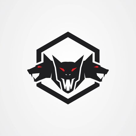 Cerberus heads icon logo vectorのイラスト素材