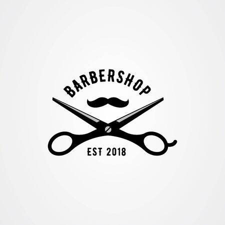 Barbershop emblem, Barber icon logo design.のイラスト素材