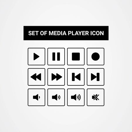 Media player button icon flat design vector templateのイラスト素材