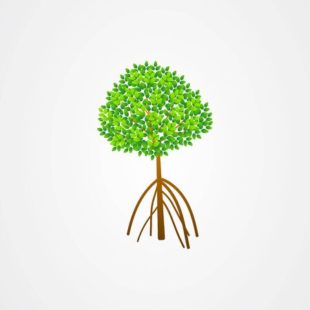 Tree and roots vector, mangrove tree illustration, mangrove plantのイラスト素材