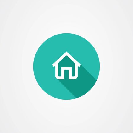 Home icon in green background with long shadow effect, house symbolのイラスト素材