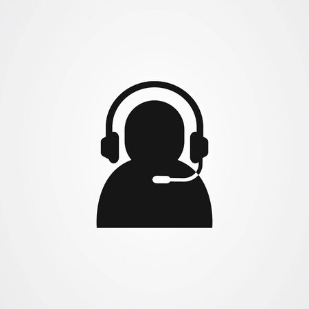 Customer support or customer service agent with headset iconのイラスト素材