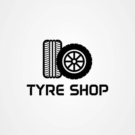 Tire shop logo template. tire icon vector illustration.のイラスト素材