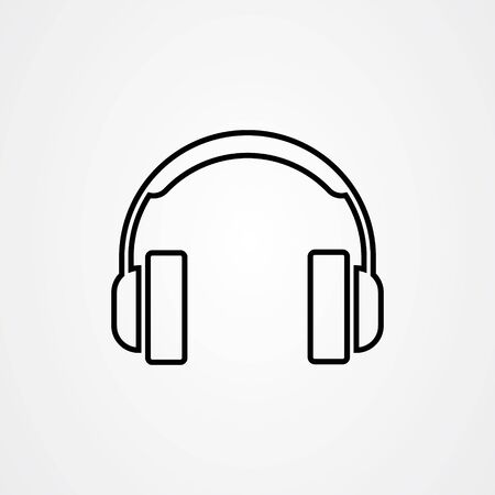 Headphones icon vector in outline styleのイラスト素材