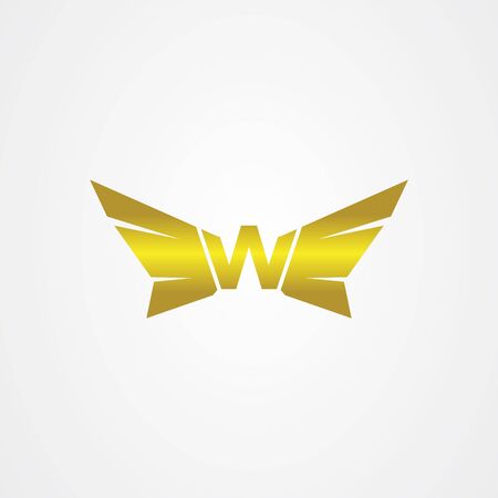 Letter W with wings elementのイラスト素材